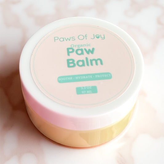 Organic paw balm made with love to soothe, protect, and pamper your dog’s precious paws, nose, and elbows.