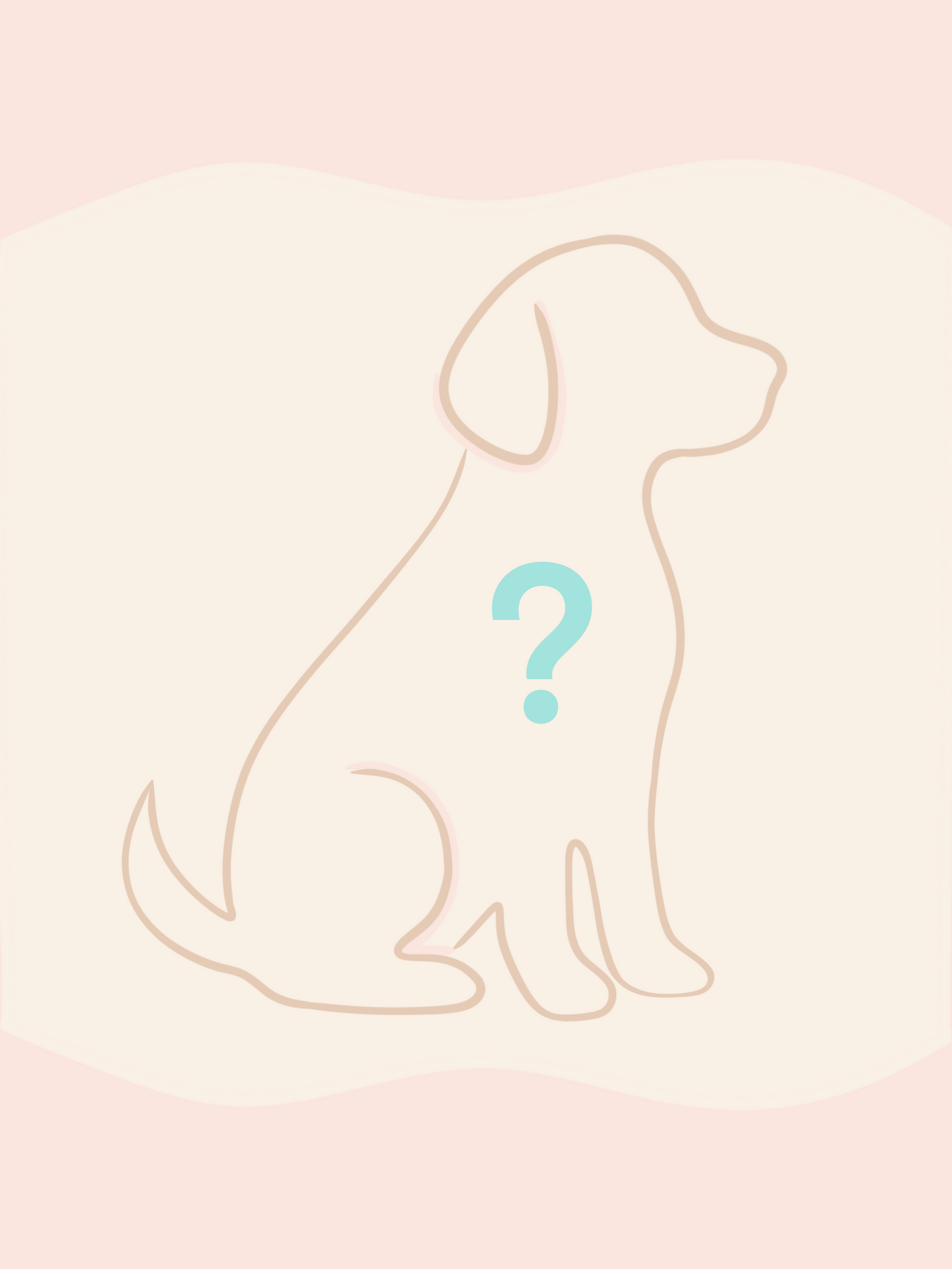 Outline of a dog with a question mark on a pink gradient background. A little surprise with a lot of meaning... get a handpicked deluxe sticker that feels like a gift, just for you and your pup.