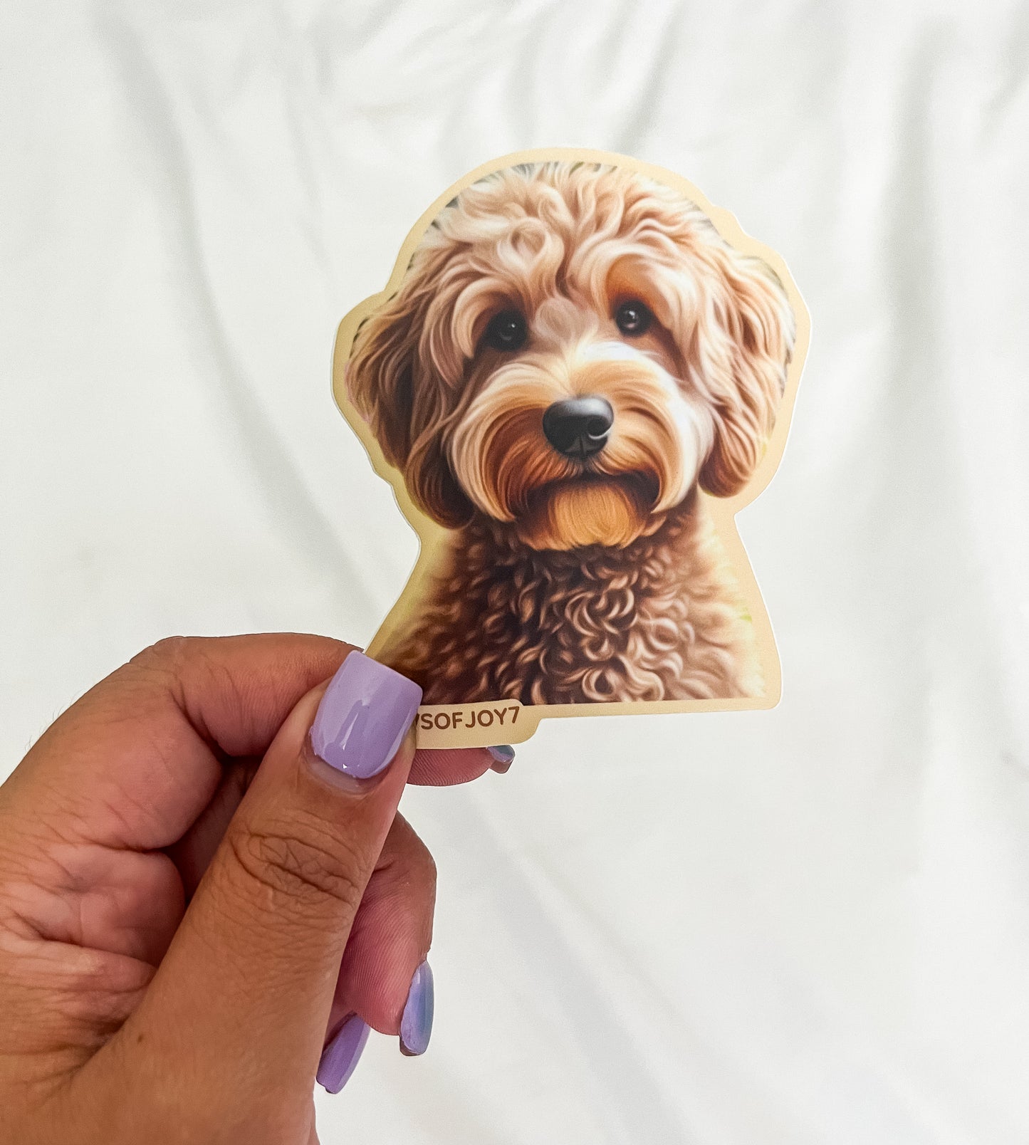 GOLGENDOODLE VINYL STICKER WITH AESTHETIC BACKGROUND