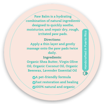 Organic paw balm made with love to soothe, protect, and pamper your dog’s precious paws, nose, and elbows.