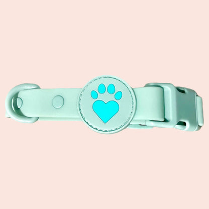 Mint Green waterproof dog collar with soft flexible material and quick-release buckle, thoughtfully chosen to bring comfort, beauty, and ease to your everyday walks together.