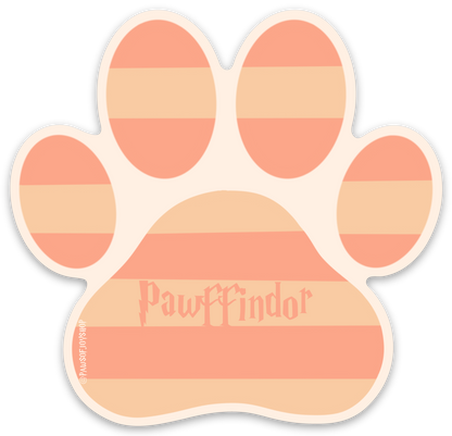Paw-shaped mat with 'Pawfindor' branding on a white background