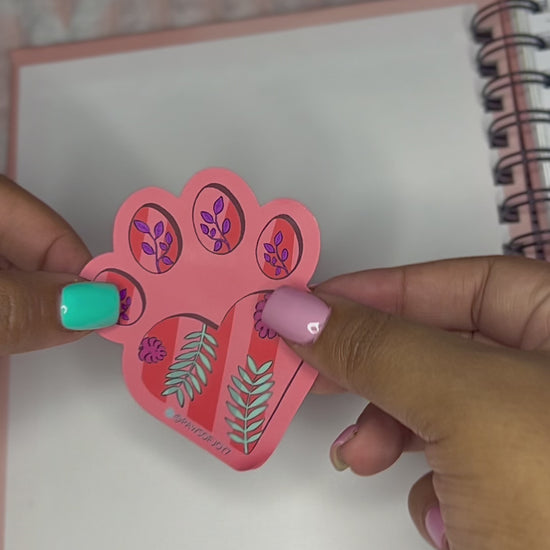 Hand-drawn Floral Paw vinyl sticker featuring a delicate blend of blooms and paw print, waterproof and durable, created to celebrate the soft, loving connection between dog moms and their pups.