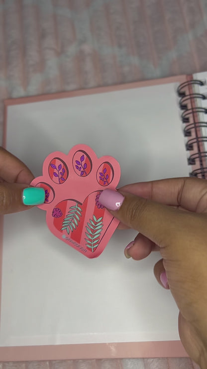 Hand-drawn Floral Paw vinyl sticker featuring a delicate blend of blooms and paw print, waterproof and durable, created to celebrate the soft, loving connection between dog moms and their pups.